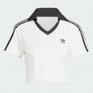 Жіноче укорочене поло Adidas Adicolor Football Jacquard V-Neck Originals JD2608