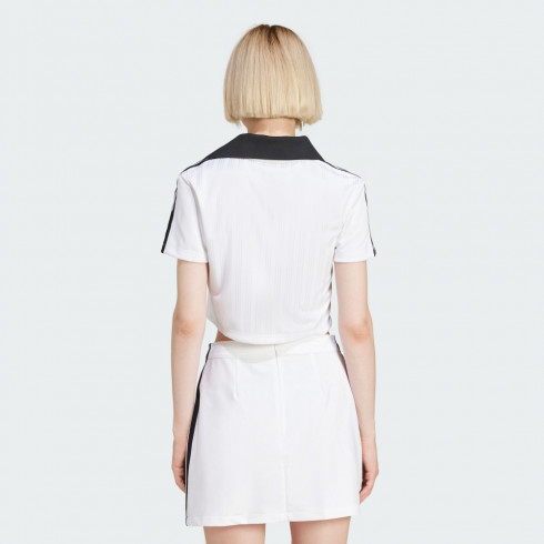 Фото Жіноче укорочене поло Adidas Adicolor Football Jacquard V-Neck Originals JD2608 - зображення 2