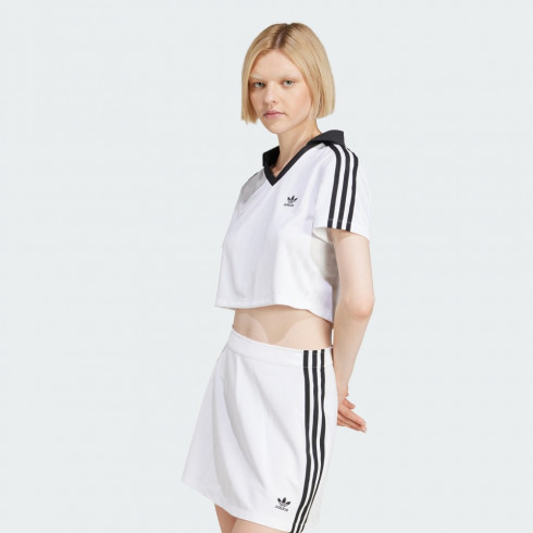 Фото Жіноче укорочене поло Adidas Adicolor Football Jacquard V-Neck Originals JD2608 - зображення 3